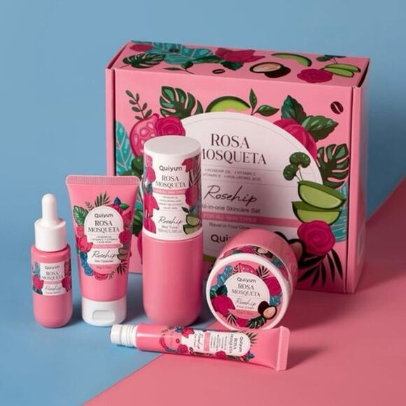 Quiyum Rosa Mosqueta 5pc Skincare Set Rosehip + Vitamin E Kit NEW/NIB - Picture 8 of 10
